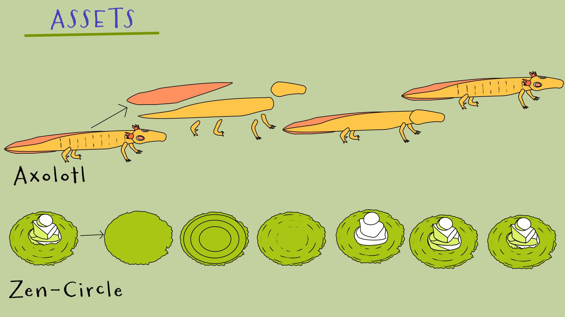 Axolotl and Stacked Rock assets